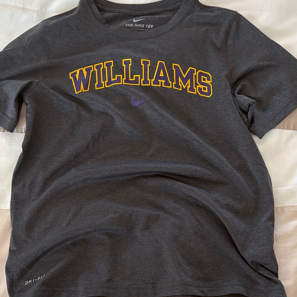 Nike Williams College, Charcoal Dri Fit Tee w/ Yellow & Purple Accents, Kids L